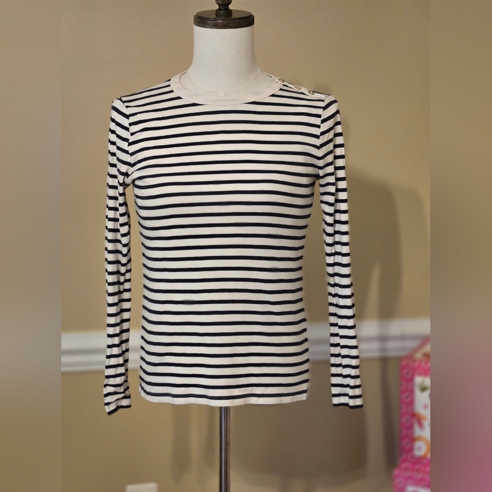 J. Crew Navy and Cream Striped Top